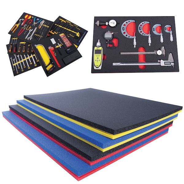 Tool Box Foam Insert 2 Color 12in x 24in Black Top / Red Bottom